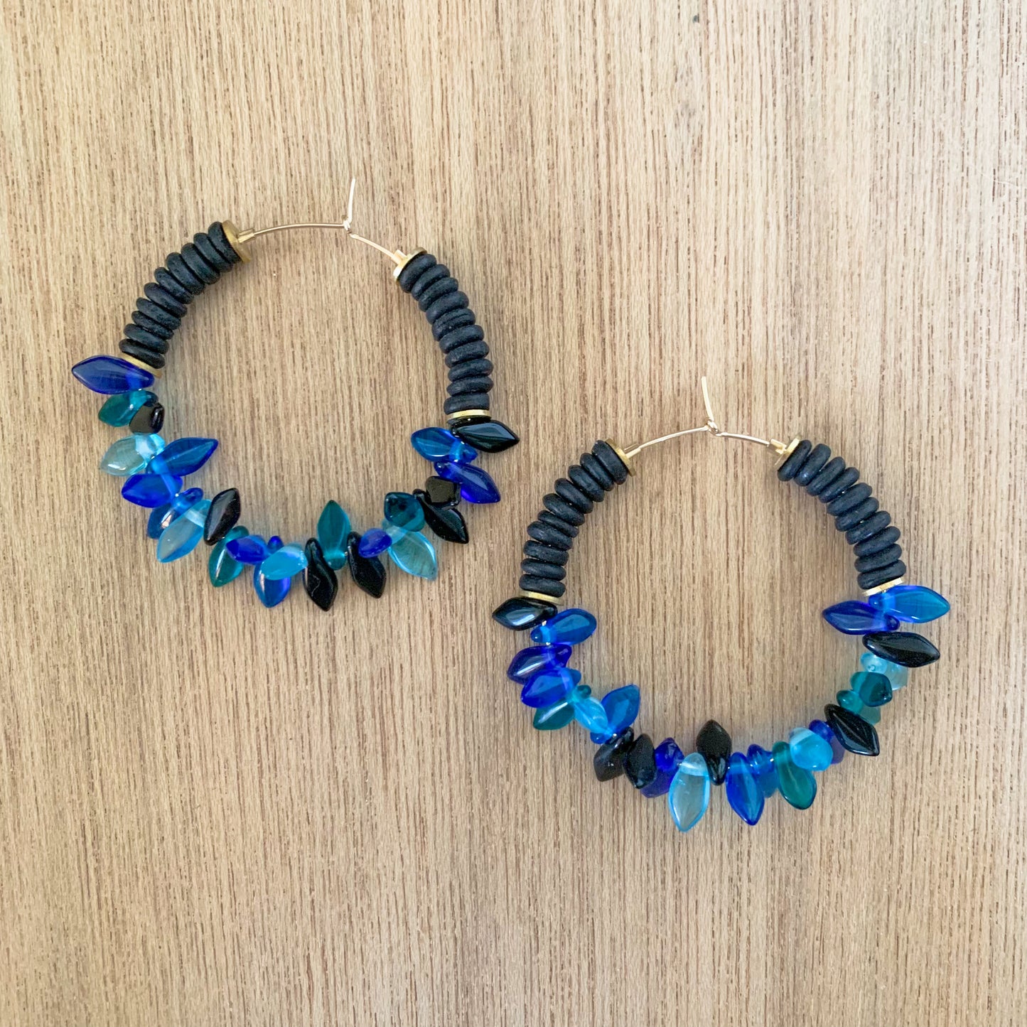 Black and Blues Fringe Hoops