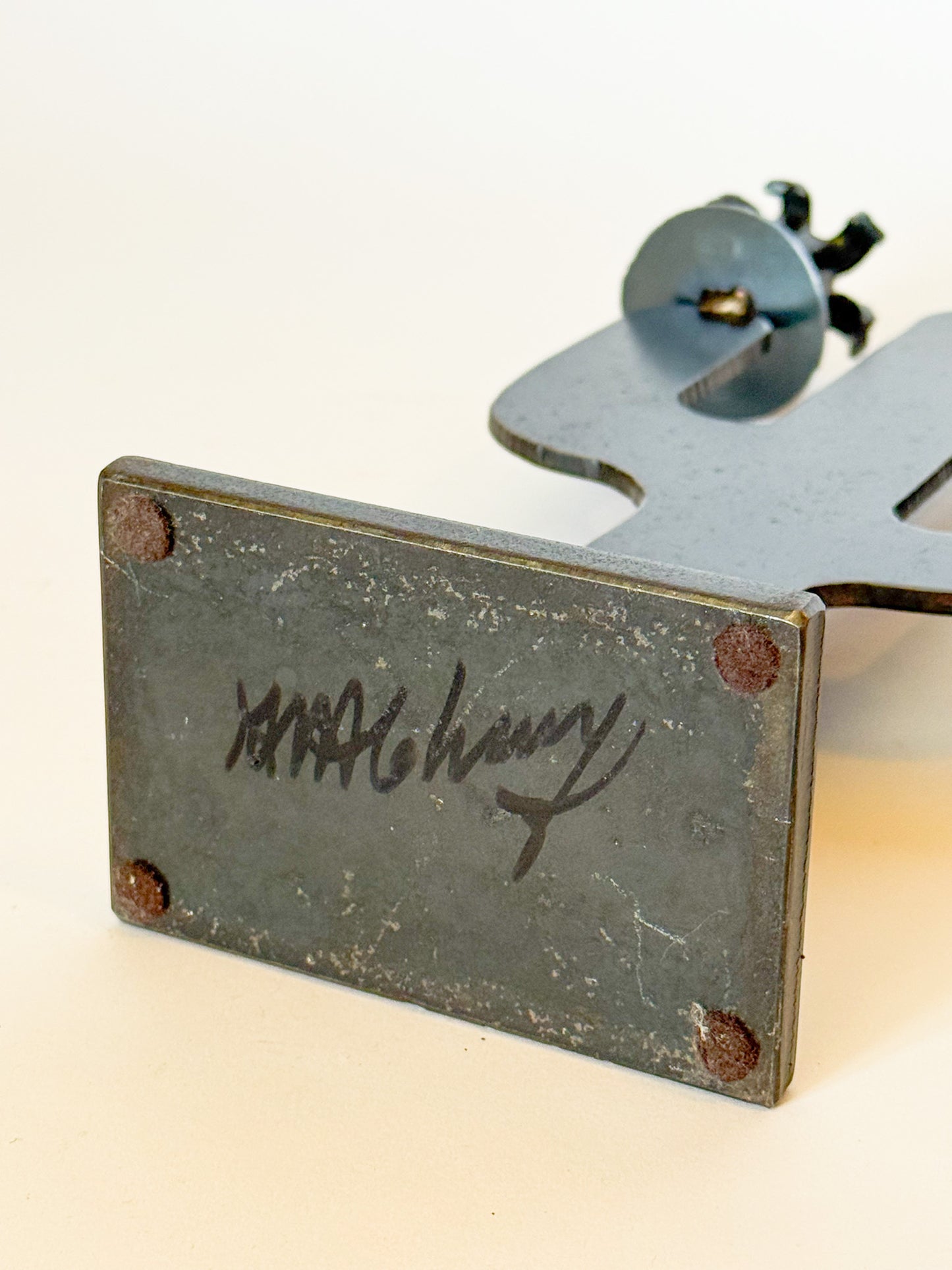 Vintage Brutalist Iron Cactus Sculpture Candalabra, Signed