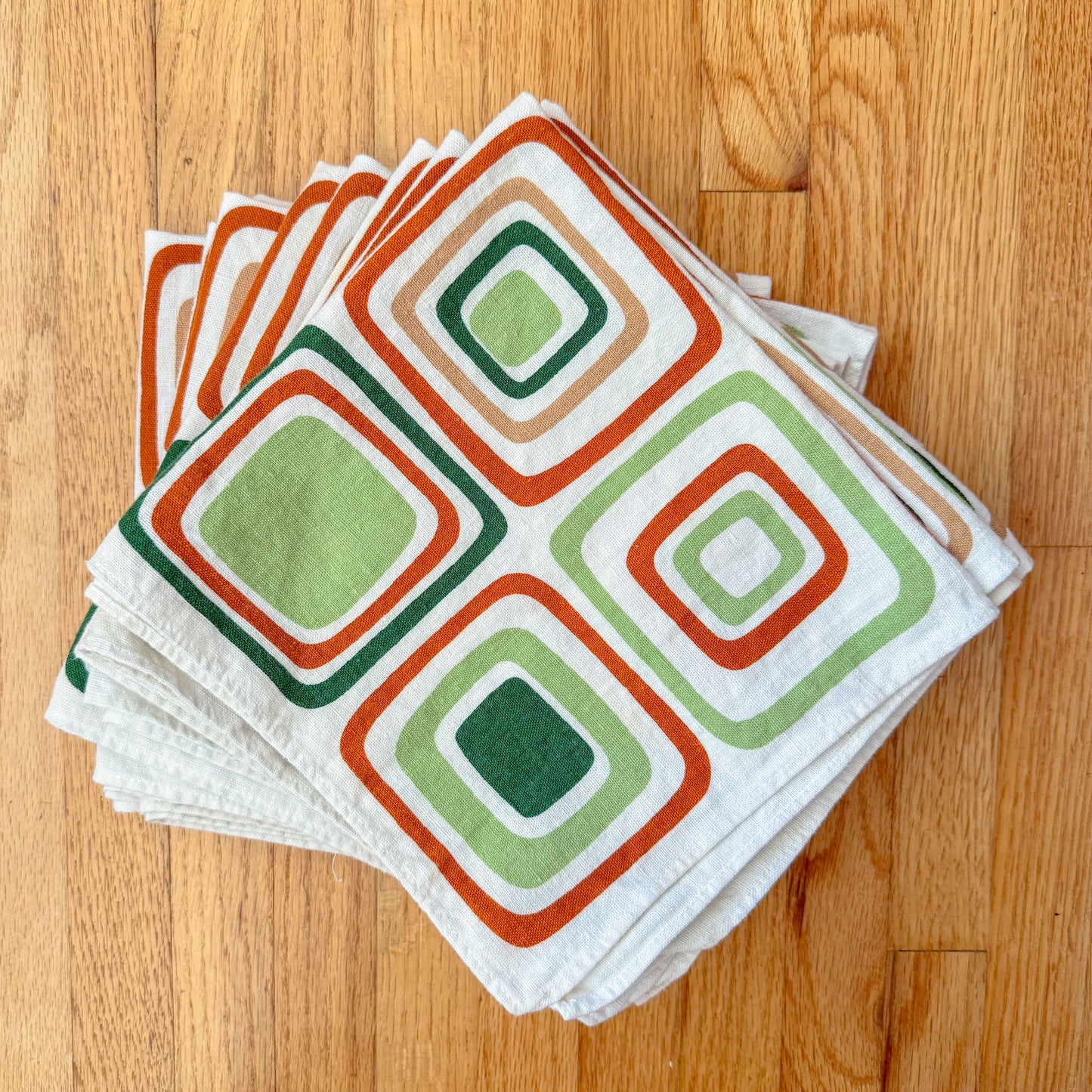 Vintage Scandinavian Modern Linen/Cotton Napkins, Set of 12
