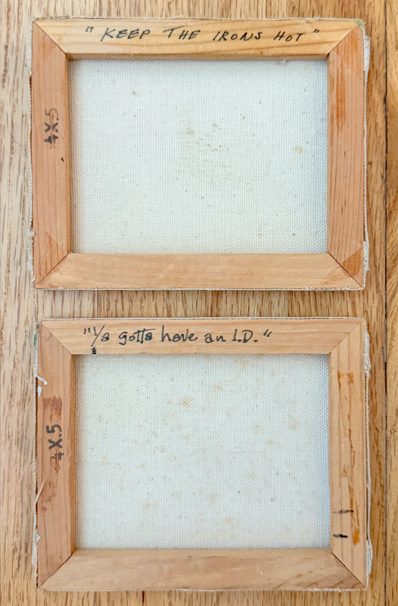 Miniature Western Oil Paintings in Birdseye Maple Frames, Signed, 1970s - A Pair