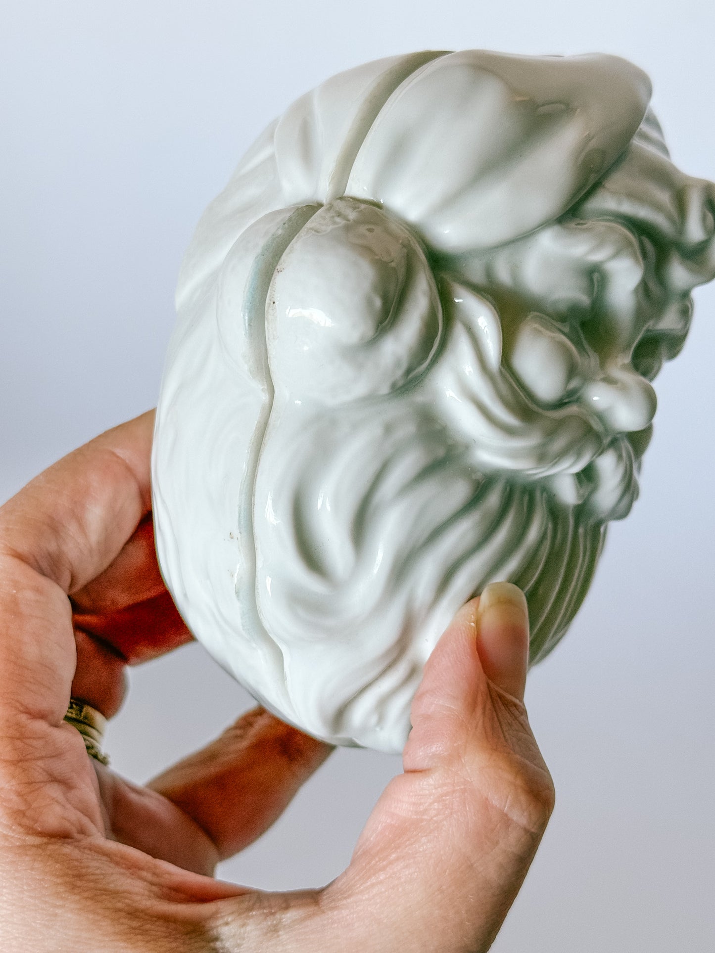 Vintage Porcelain Nesting Santa Boxes, Set of 2