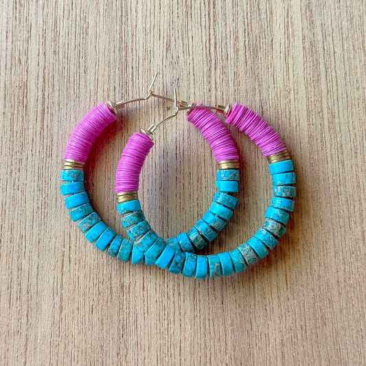 Orchid and Turquoise Hoops