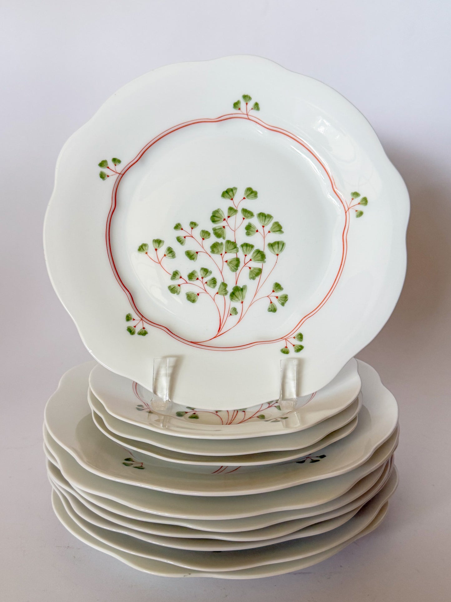 Antique Maidenhair Fern Nymphenburg Porcelain Dinnerware, Hand Painted