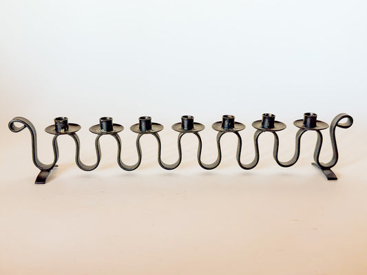 1950s Swedish Iron Squiggle Ondulation Candle Holder