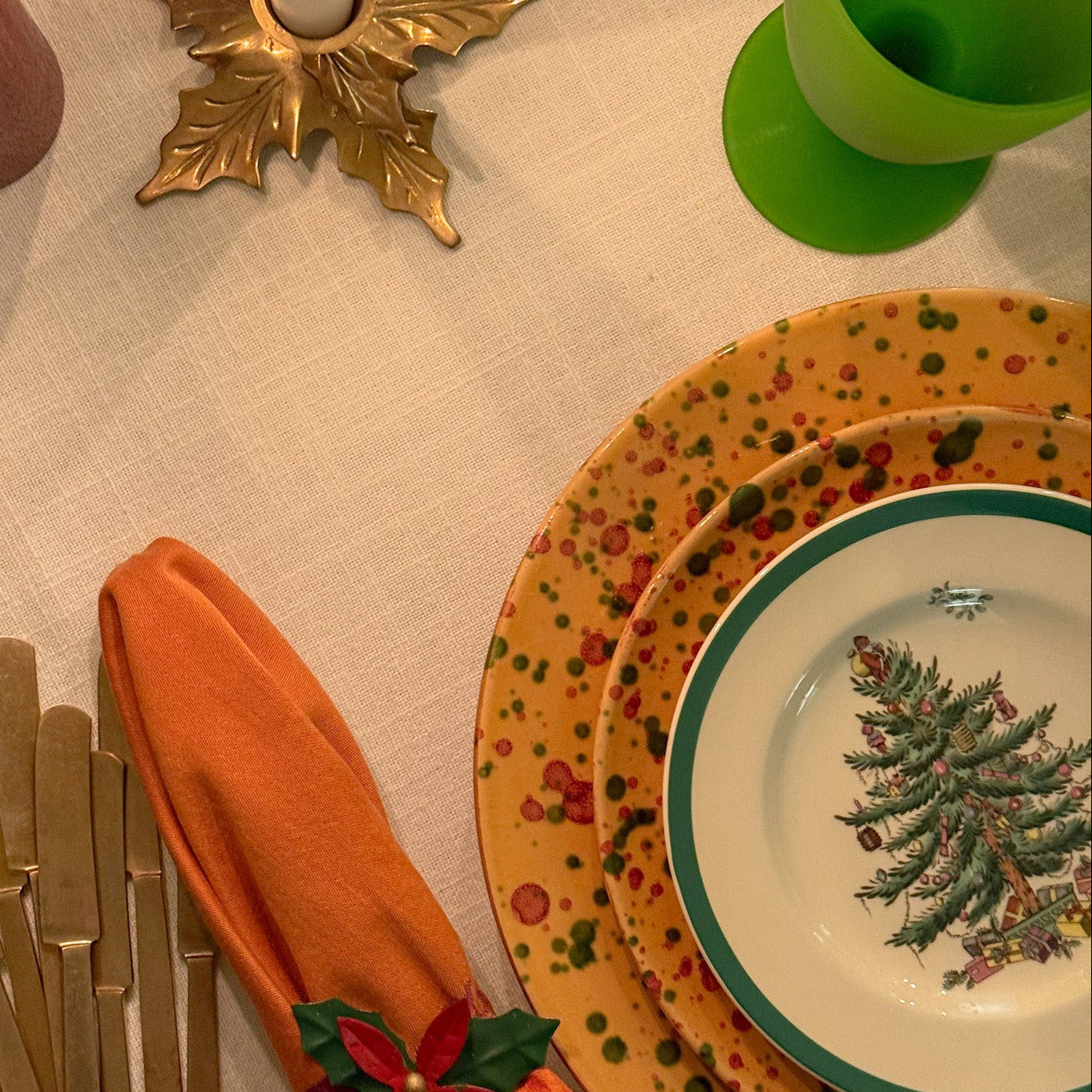 Vintage Splatterware Dinner and Salad Plates, Made in Italy for Neiman Marcus