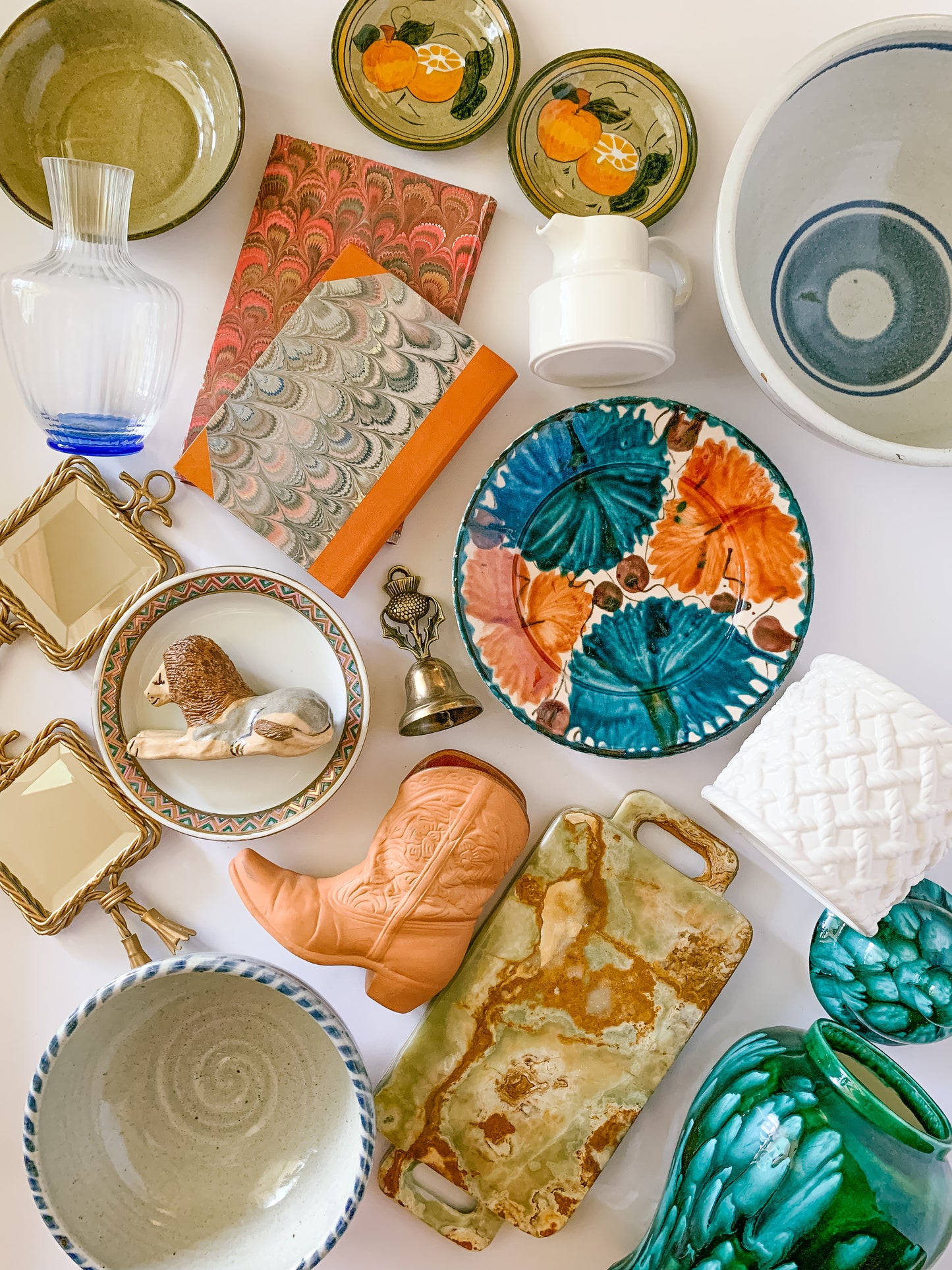 Vintage Mexican Redware Orange Dishes