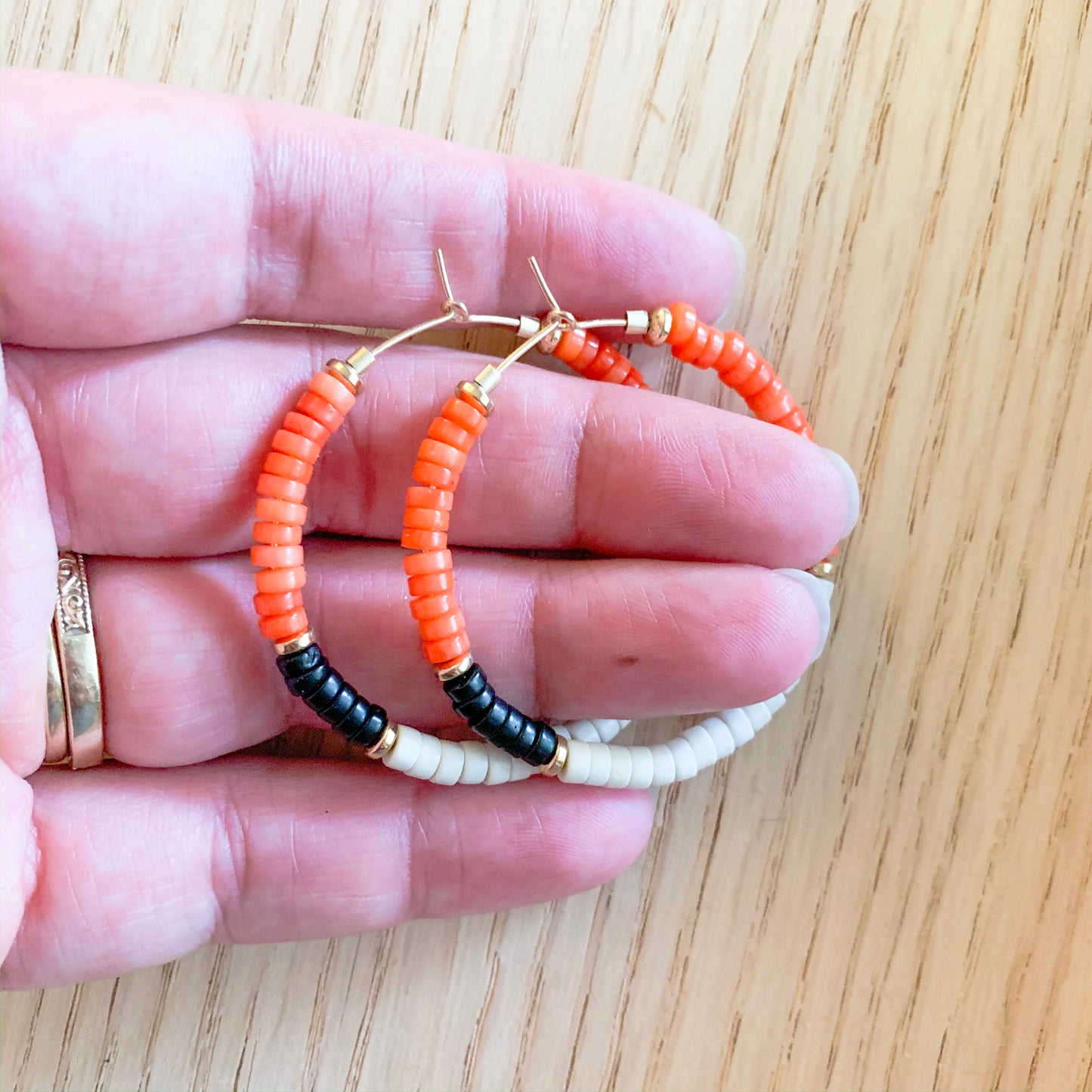 Coral Color Blocked Hoops
