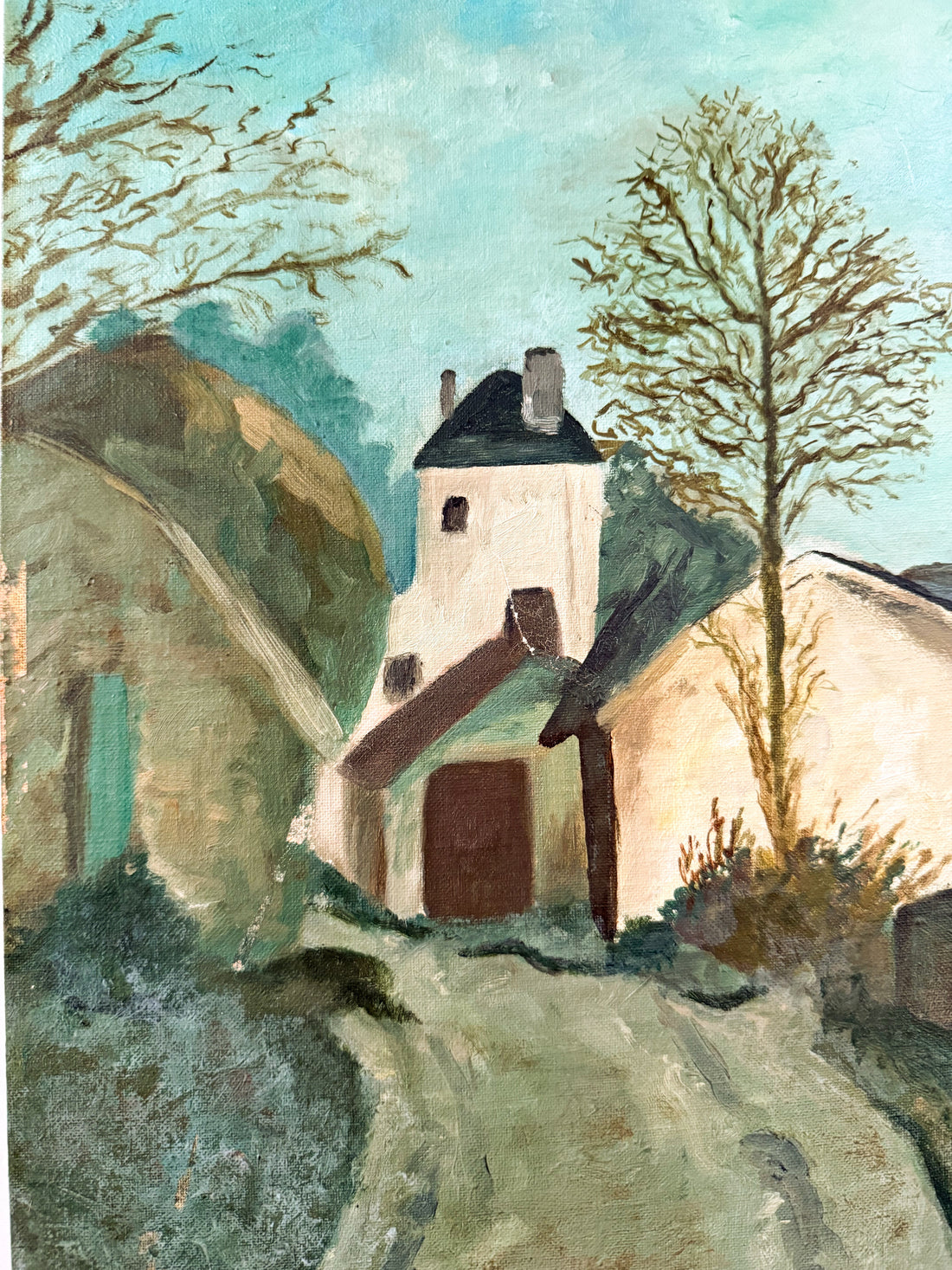 European Village Painting on Board
