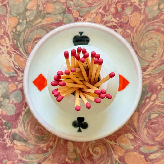 Antique French Porcelain Hand Painted Card Suites Match Striker