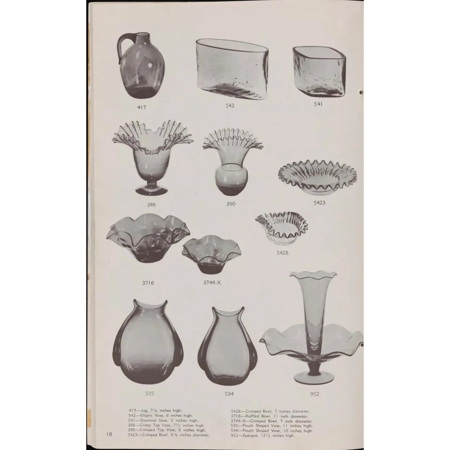 1950s Blenko #417 Clear Crackle Blown Glass Jug, Blue Handle