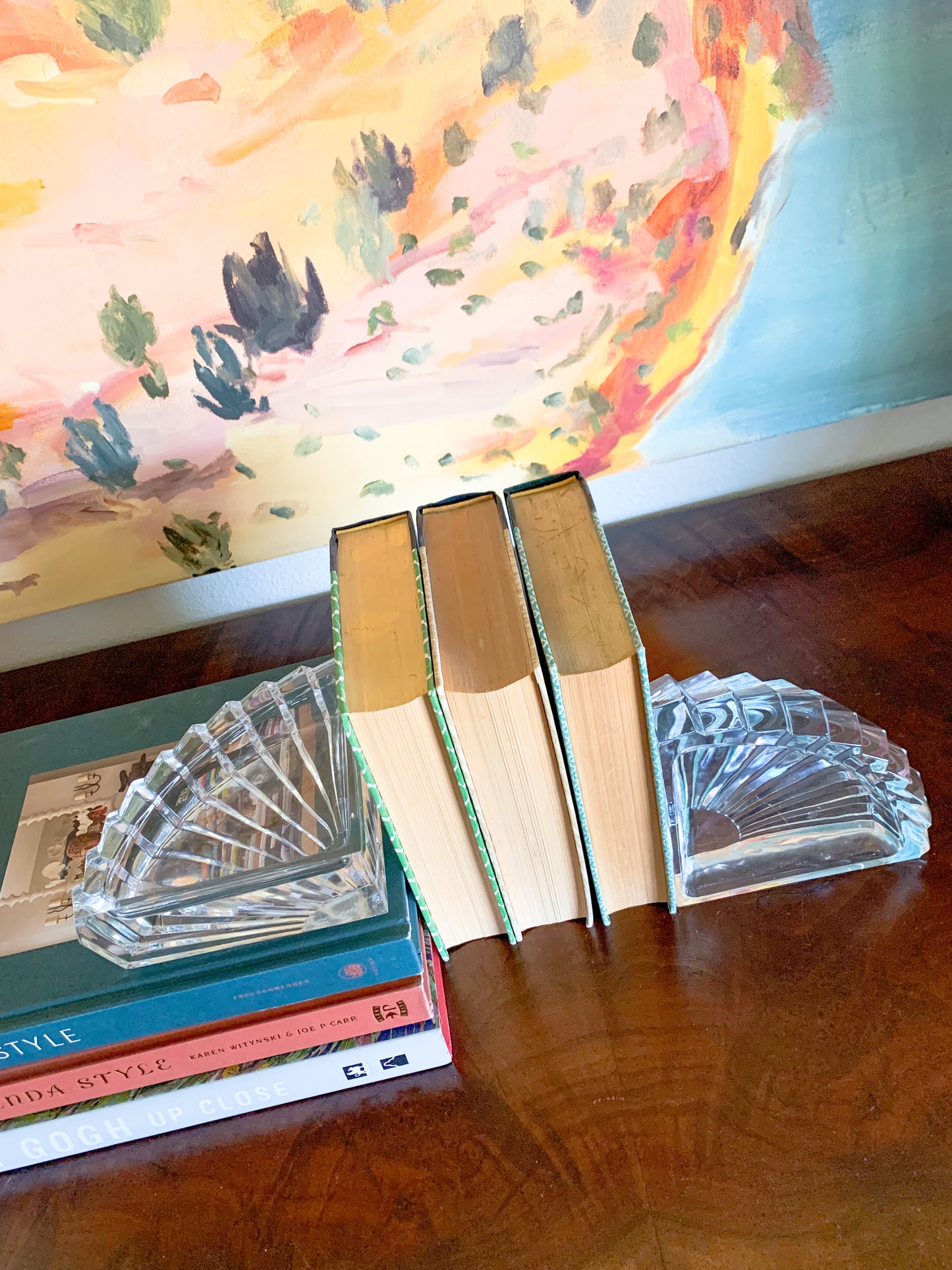 Mid-Century Glass Arch Bookends + Catchall / Ashtrays / Nut Bowls - Set of 2