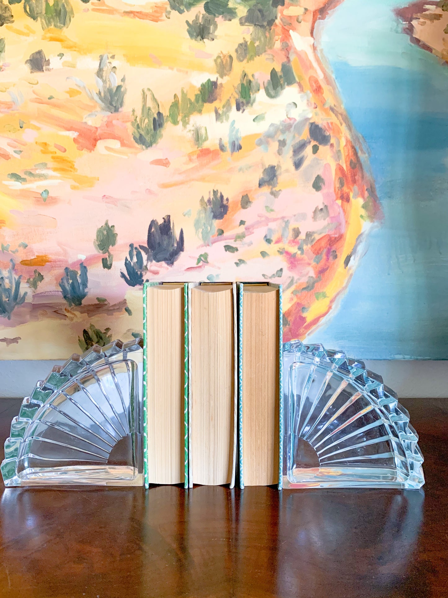 Mid-Century Glass Arch Bookends + Catchall / Ashtrays / Nut Bowls - Set of 2