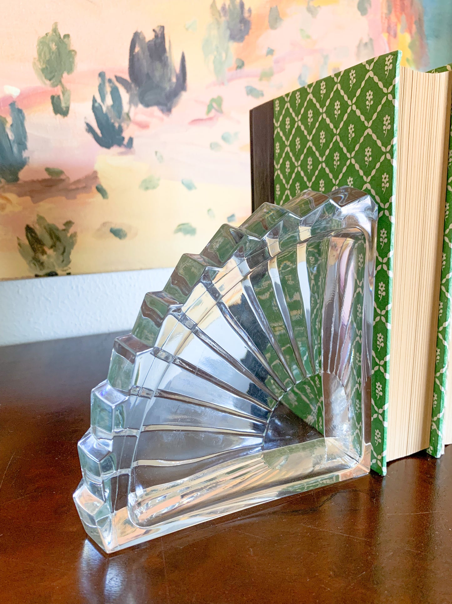 Mid-Century Glass Arch Bookends + Catchall / Ashtrays / Nut Bowls - Set of 2
