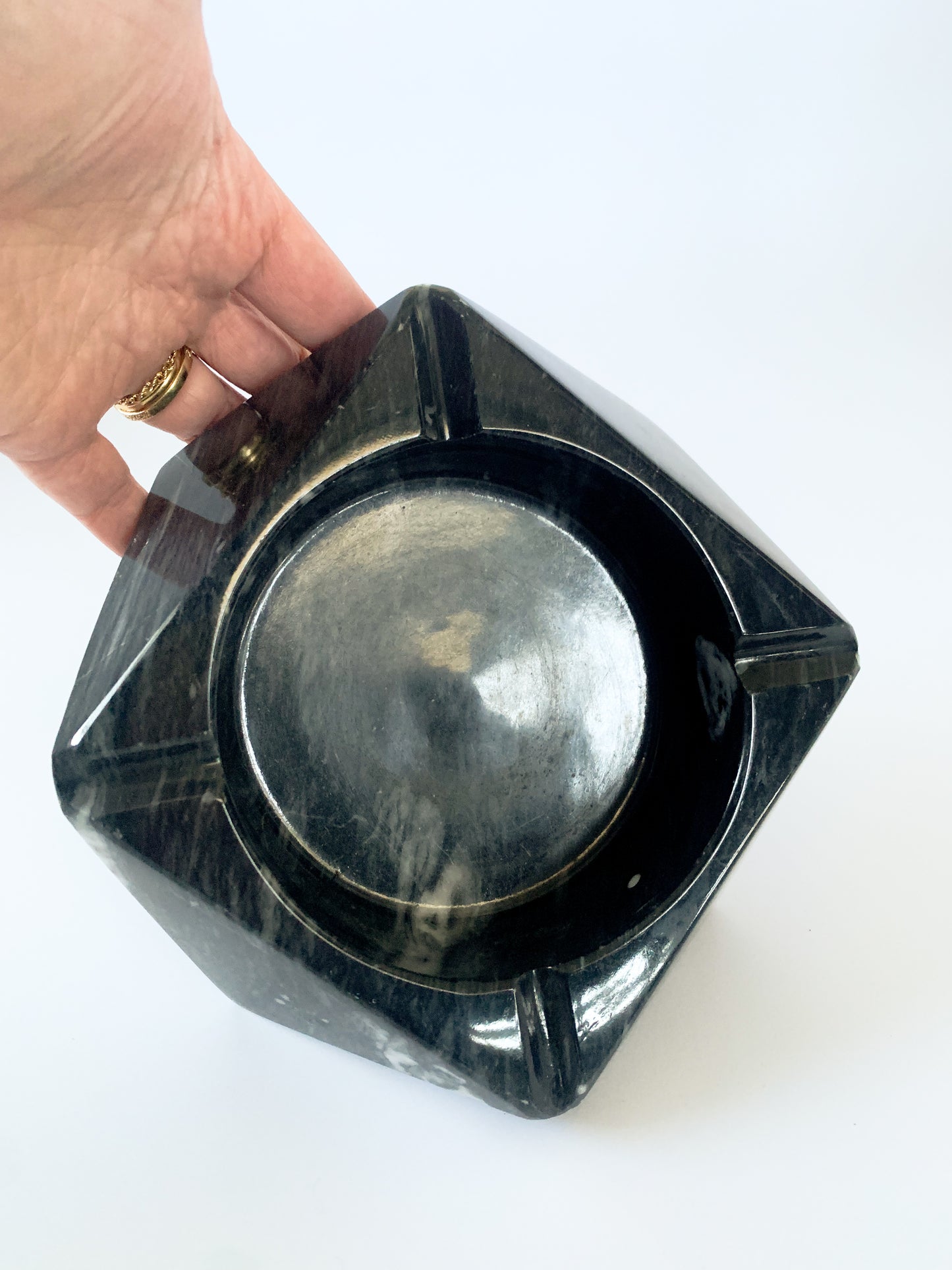 Vintage Black Marble Catchall Ashtray