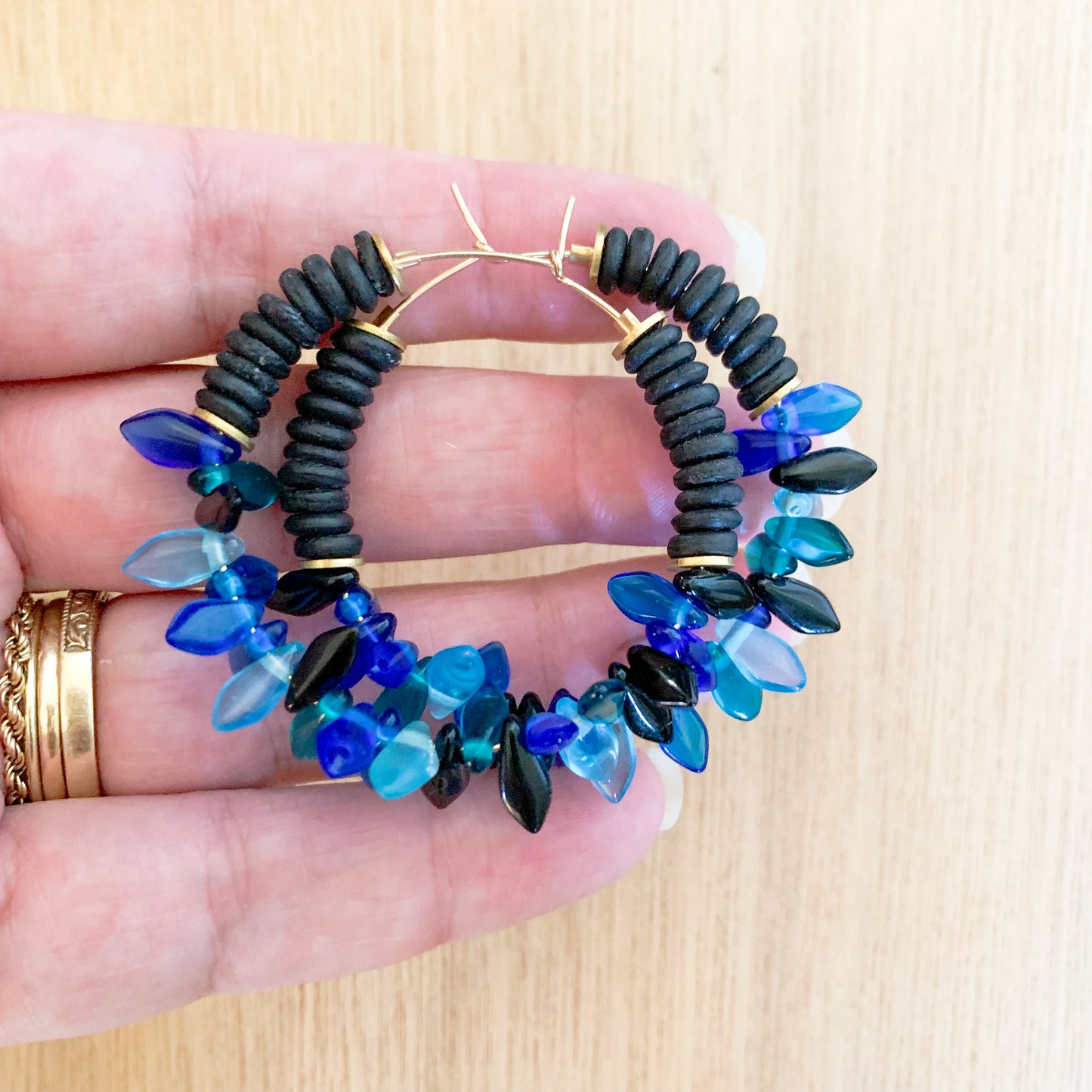 Black and Blues Fringe Hoops