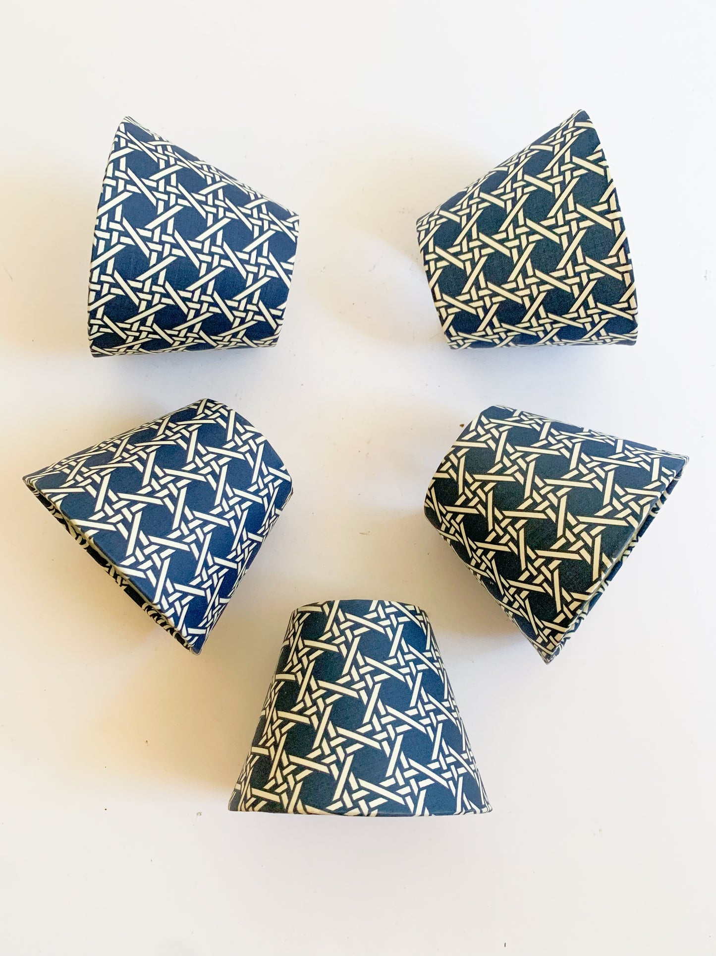 Vintage Navy Cane Pattern Chandelier Shades - Set of 5