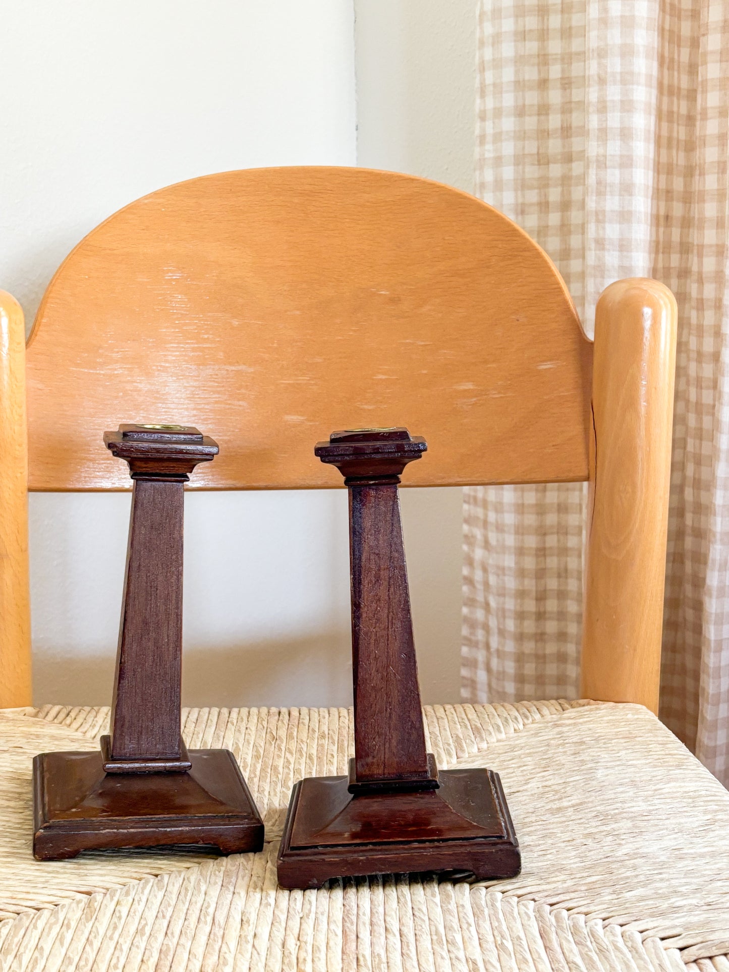 Vintage Georgian Wooden Candlesticks