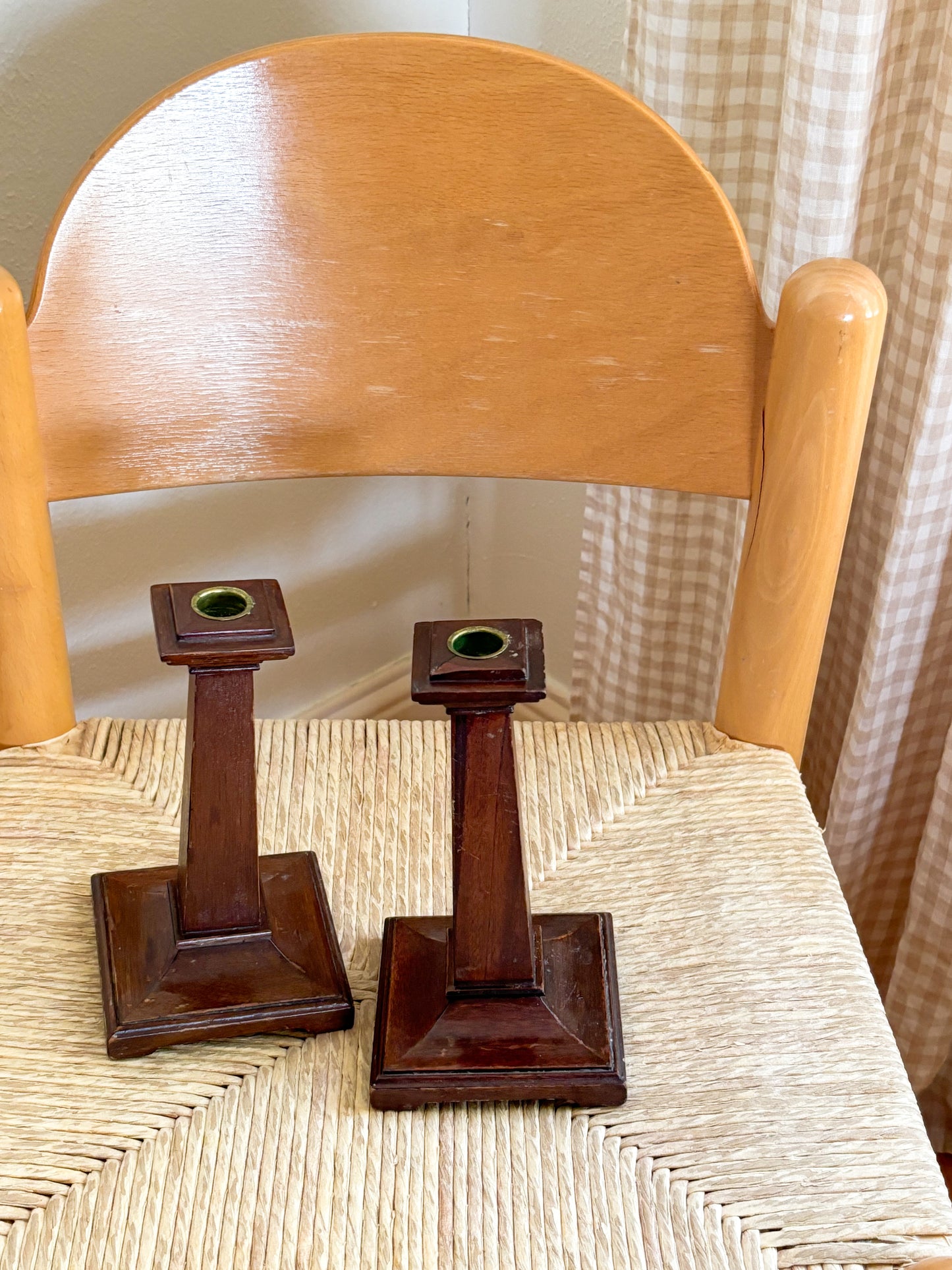 Vintage Georgian Wooden Candlesticks