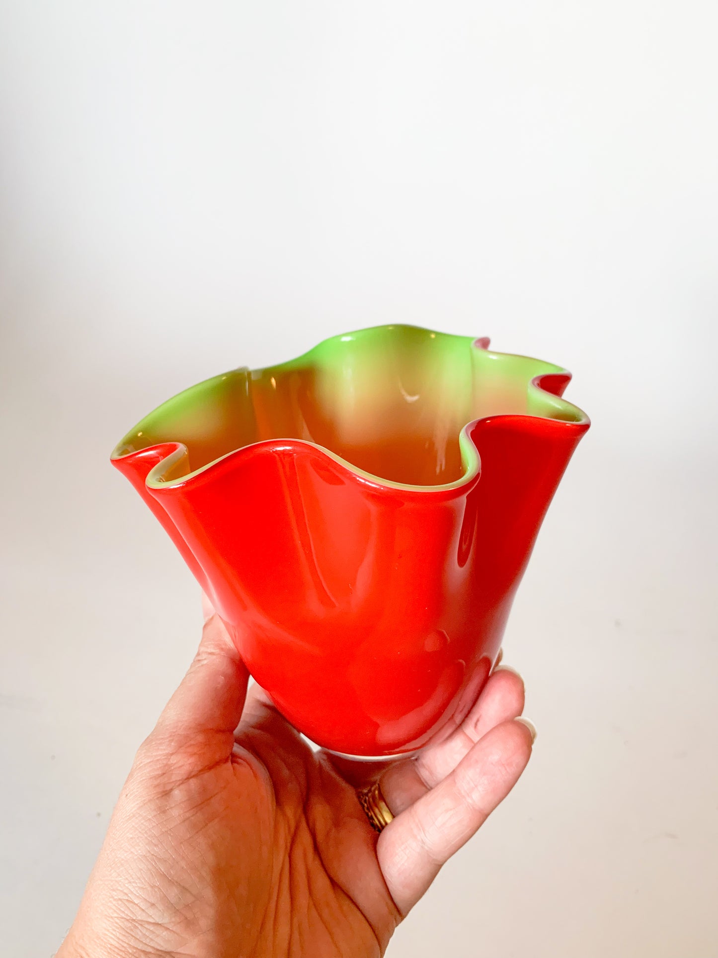 Blown Glass Fazzaletto Handkerchief Vase in the Style of Venini