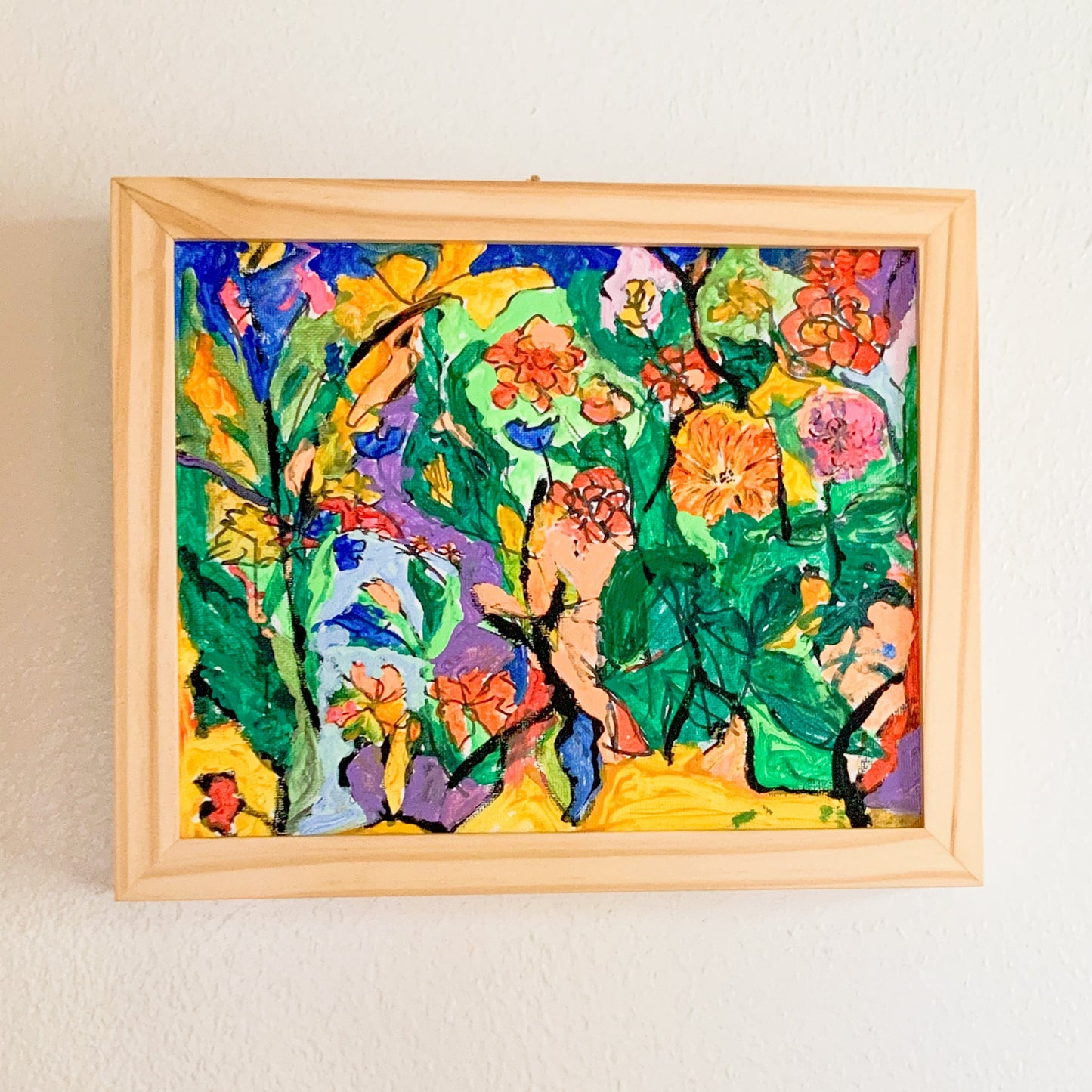 Gallery Framed Original Whimsical Acrylic Painting on Canvas, 8x10