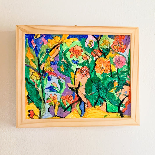 Gallery Framed Original Whimsical Acrylic Painting on Canvas, 8x10