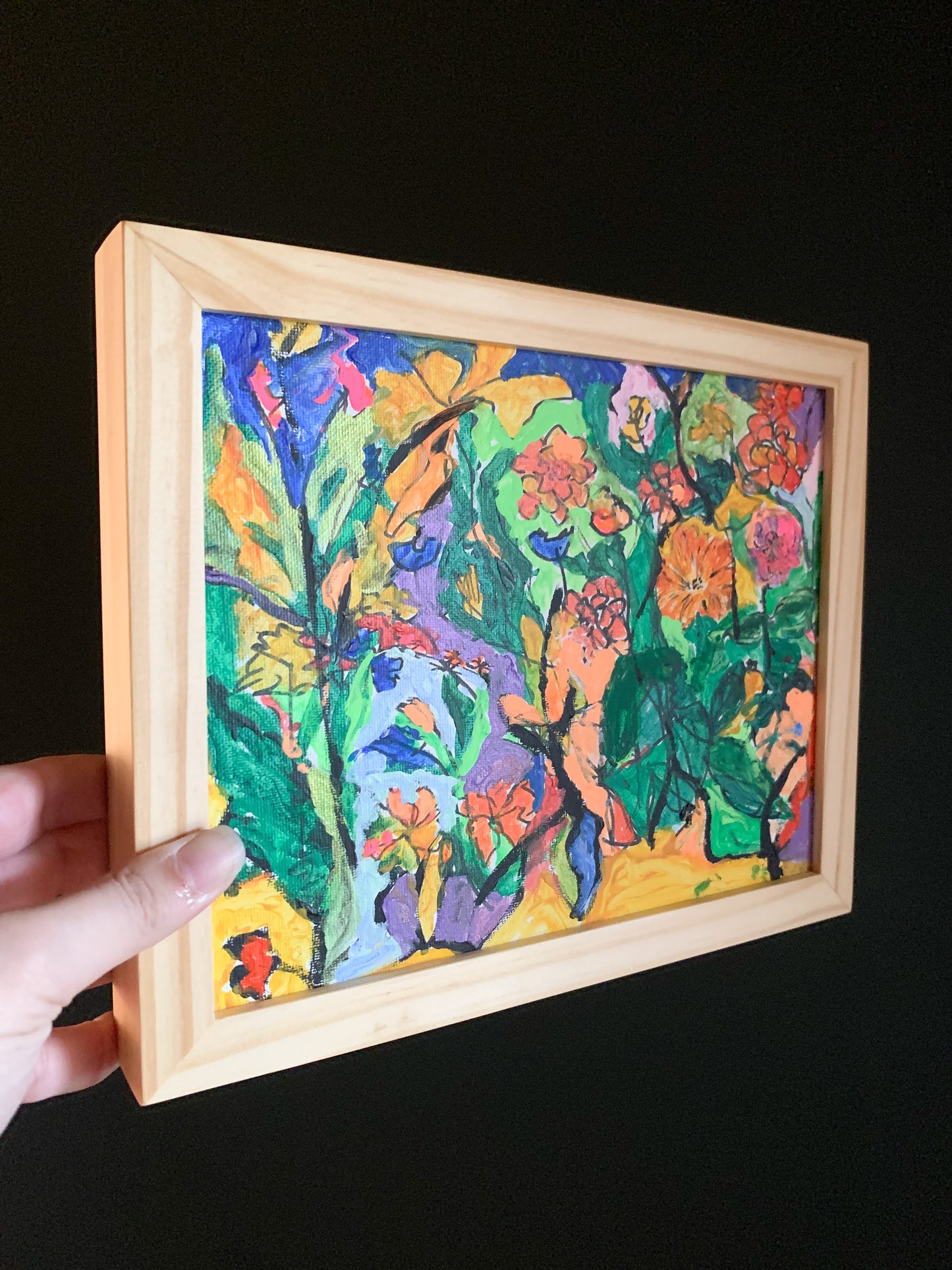 Gallery Framed Original Whimsical Acrylic Painting on Canvas, 8x10