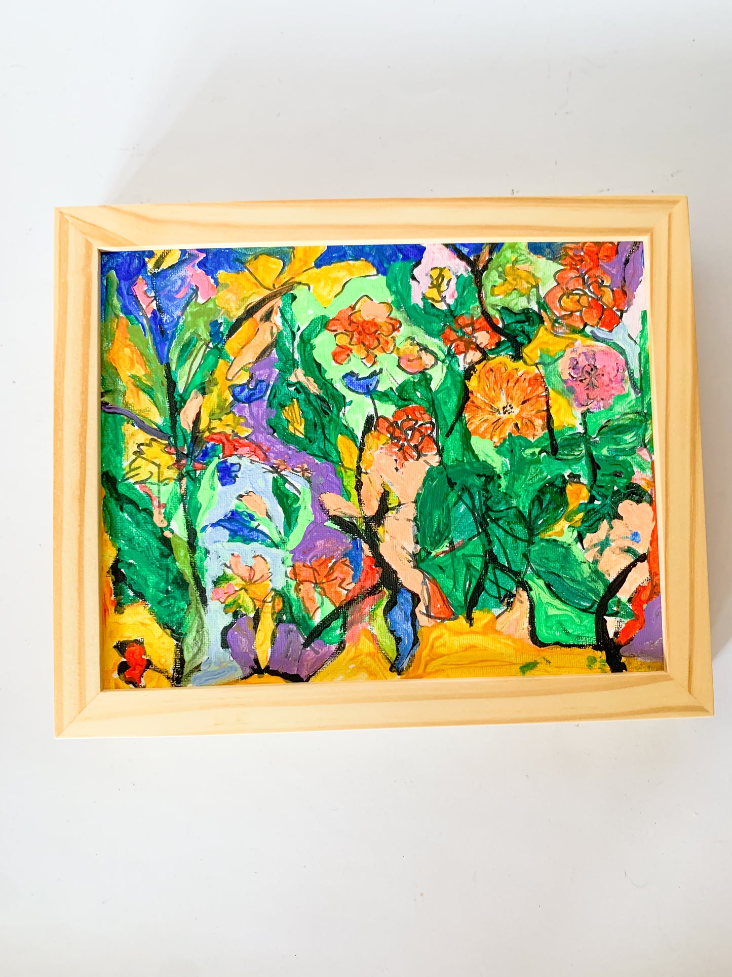 Gallery Framed Original Whimsical Acrylic Painting on Canvas, 8x10