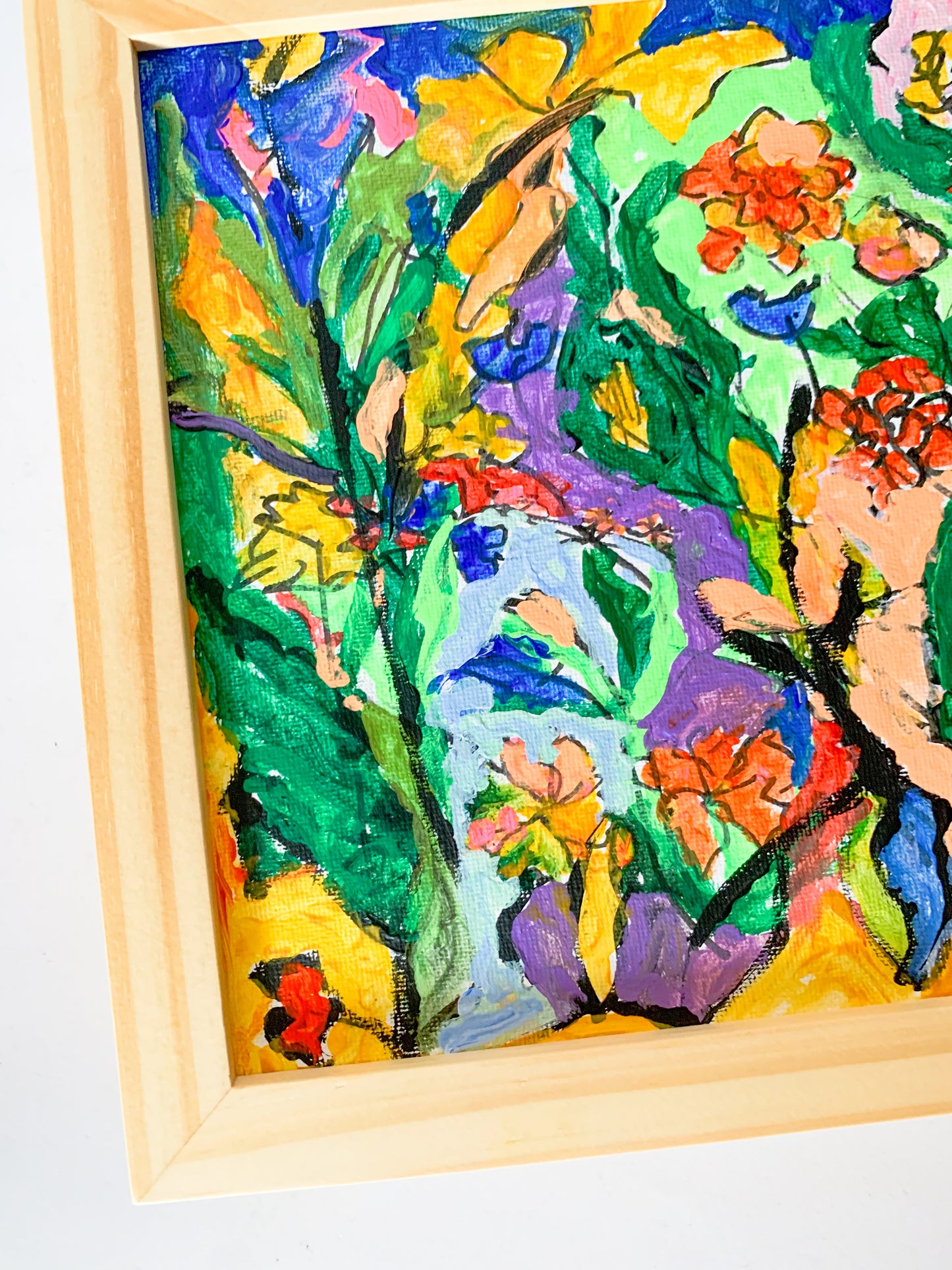 Gallery Framed Original Whimsical Acrylic Painting on Canvas, 8x10