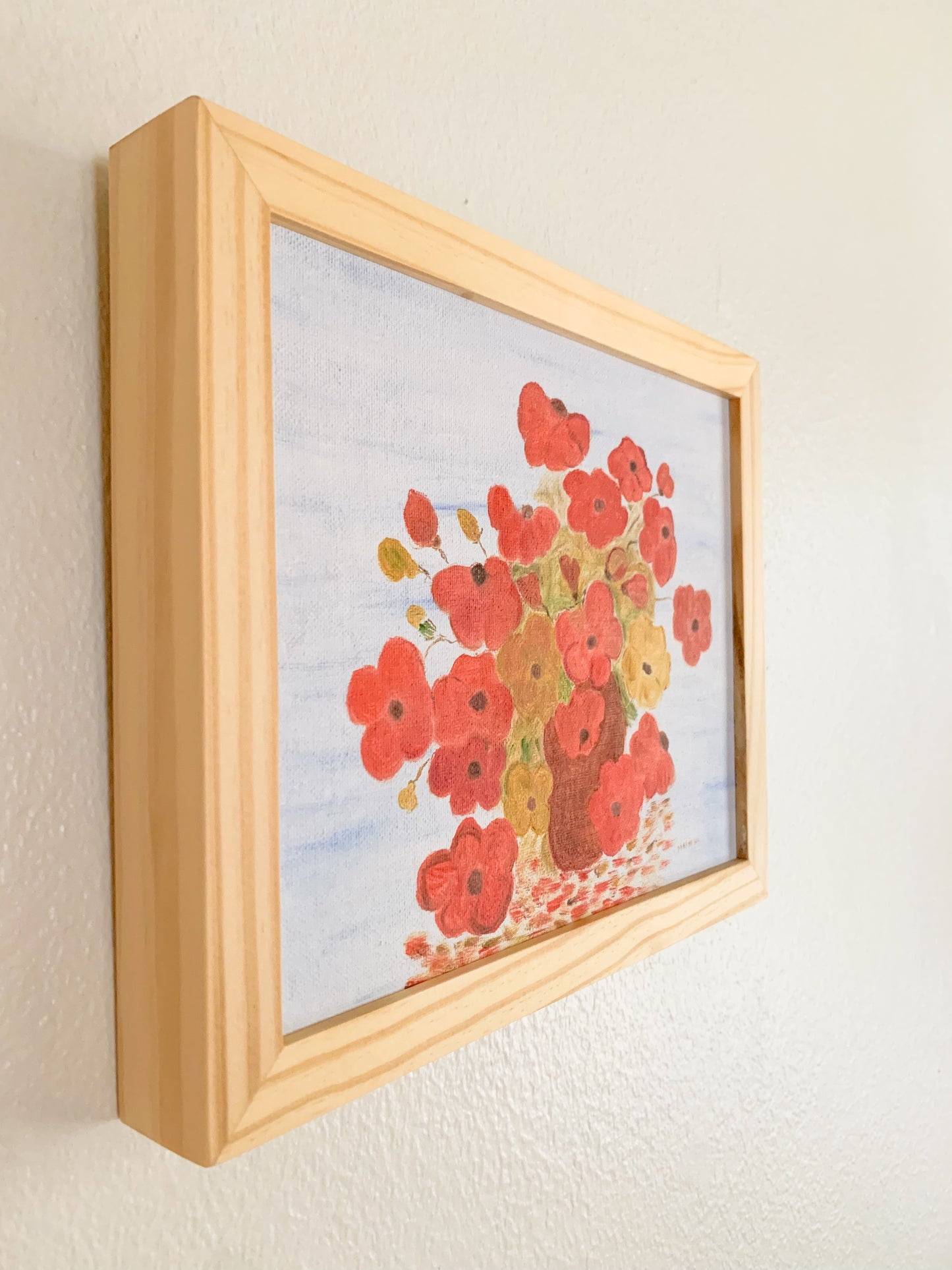 Gallery Framed Original Whimsical Floral Painting on Canvas, 8x10