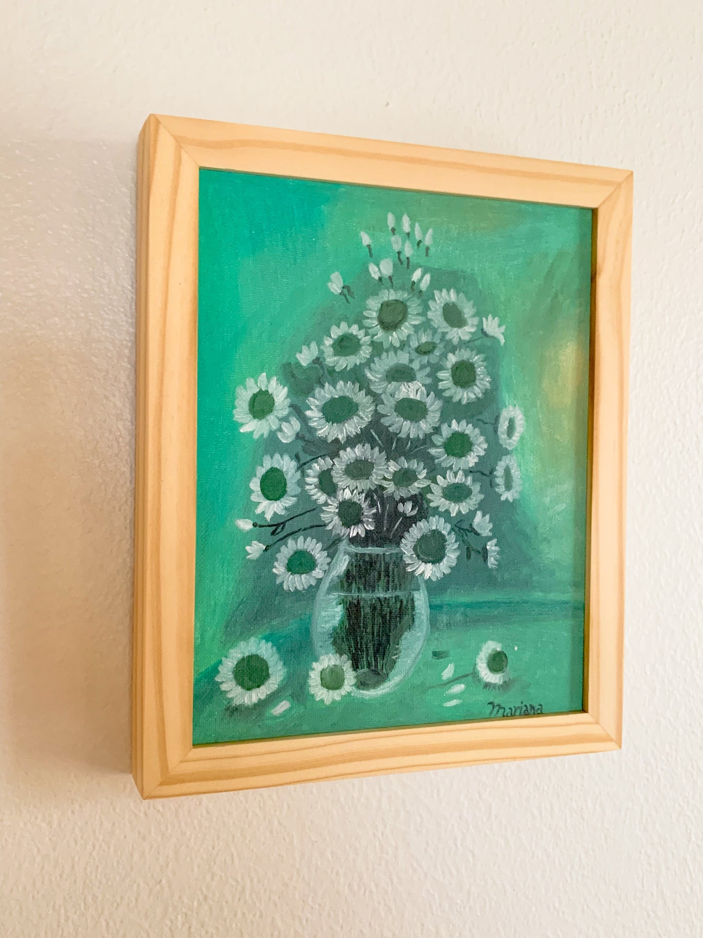 Gallery Framed Original Monochromatic Floral Painting on Canvas, 8x10