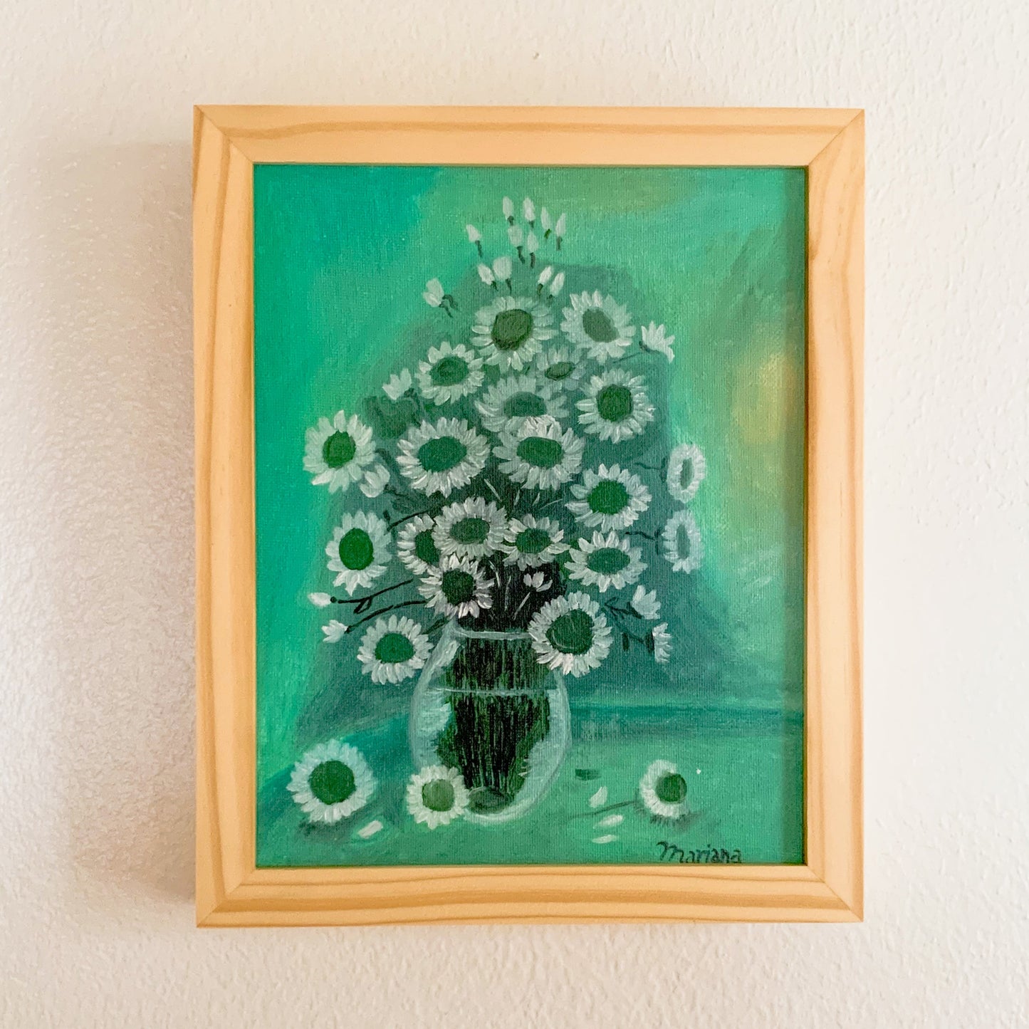 Gallery Framed Original Monochromatic Floral Painting on Canvas, 8x10