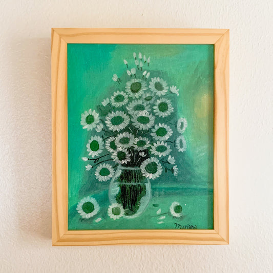 Gallery Framed Original Monochromatic Floral Painting on Canvas, 8x10