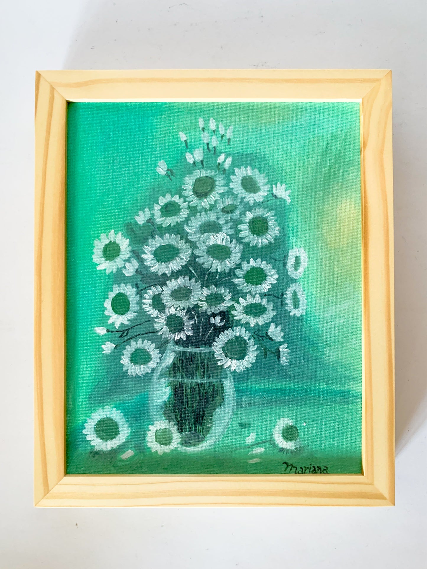 Gallery Framed Original Monochromatic Floral Painting on Canvas, 8x10