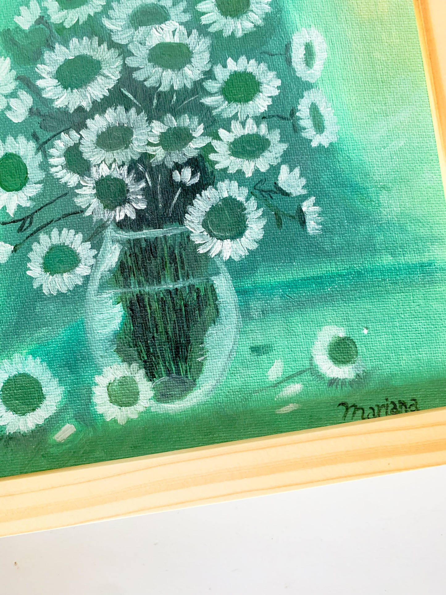 Gallery Framed Original Monochromatic Floral Painting on Canvas, 8x10