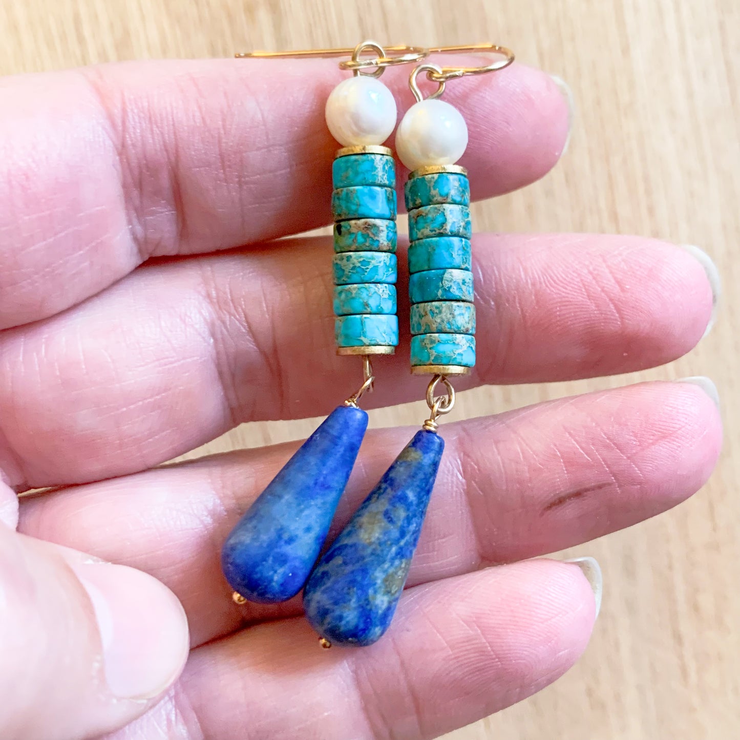 Lapis and Turquoise Pearl Drops
