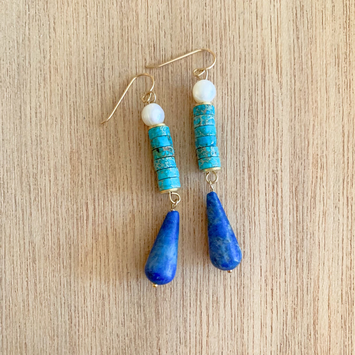 Lapis and Turquoise Pearl Drops