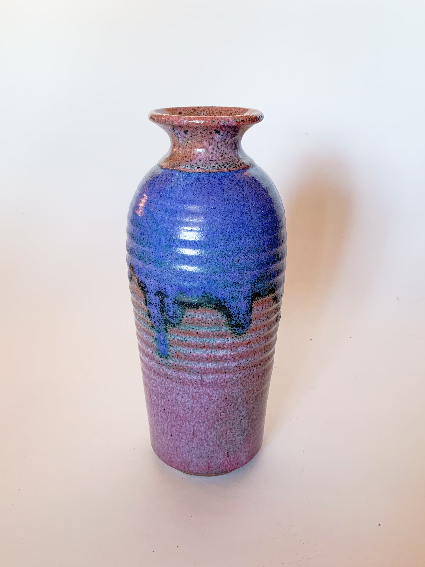 1950's Large Purple Drip Glaze Studio Pottery Art Vase, Signed