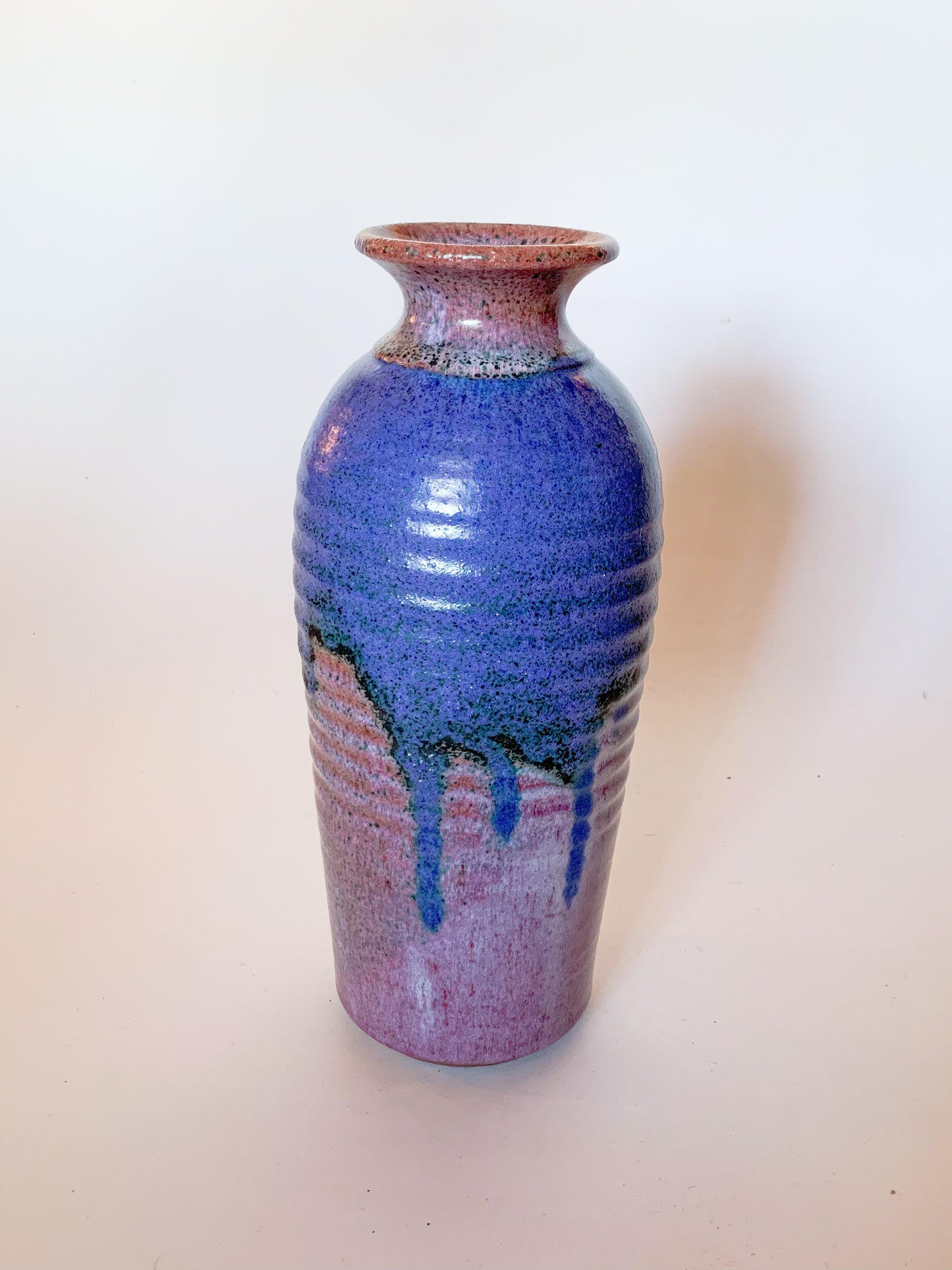 1950's Large Purple Drip Glaze Studio Pottery Art Vase, Signed