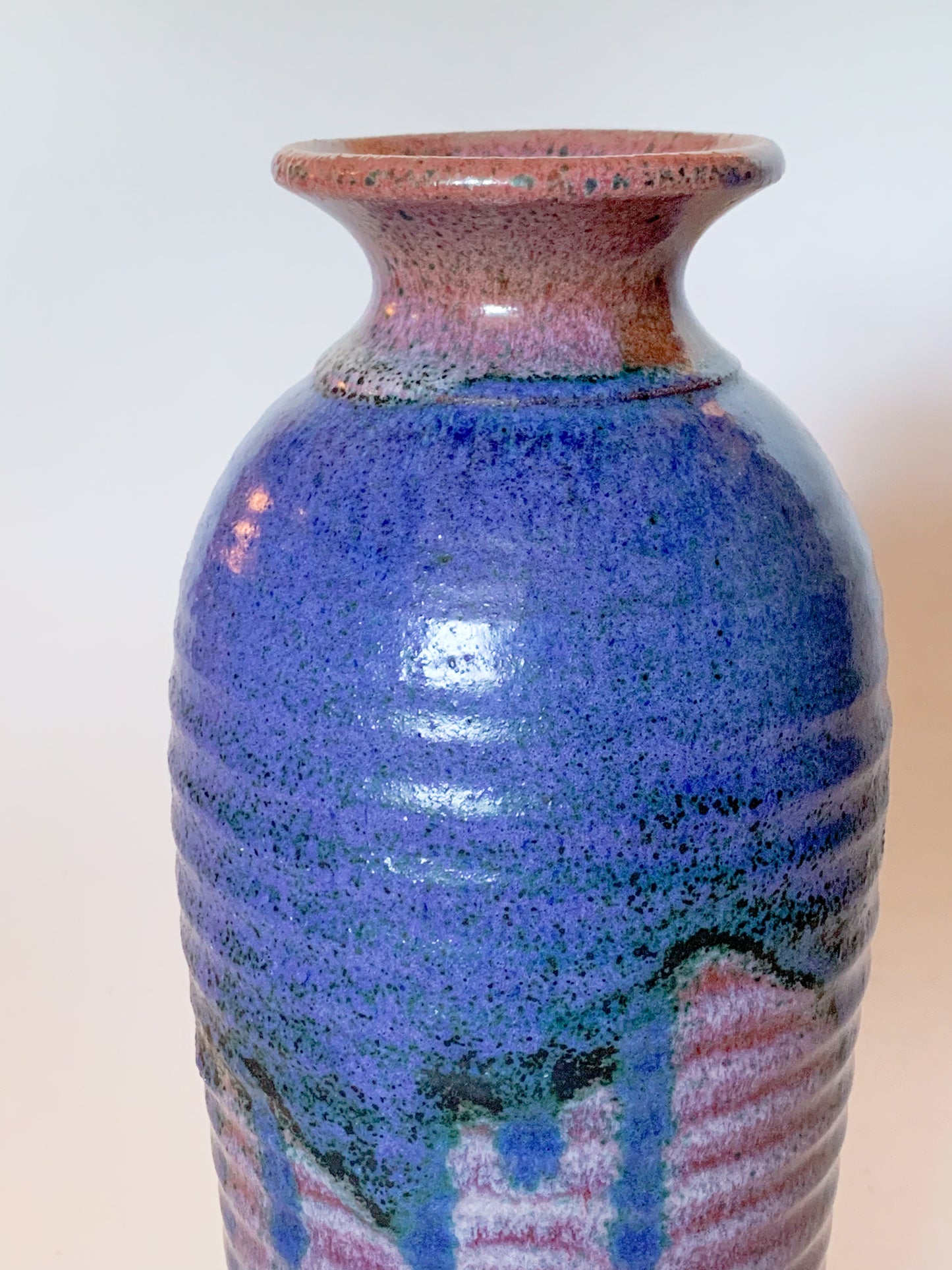 1950's Large Purple Drip Glaze Studio Pottery Art Vase, Signed