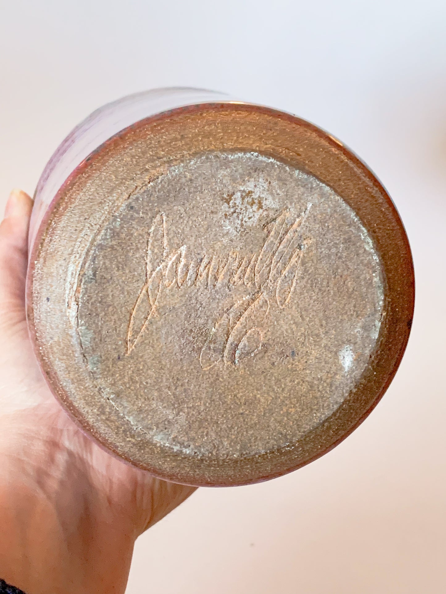 1950's Large Purple Drip Glaze Studio Pottery Art Vase, Signed