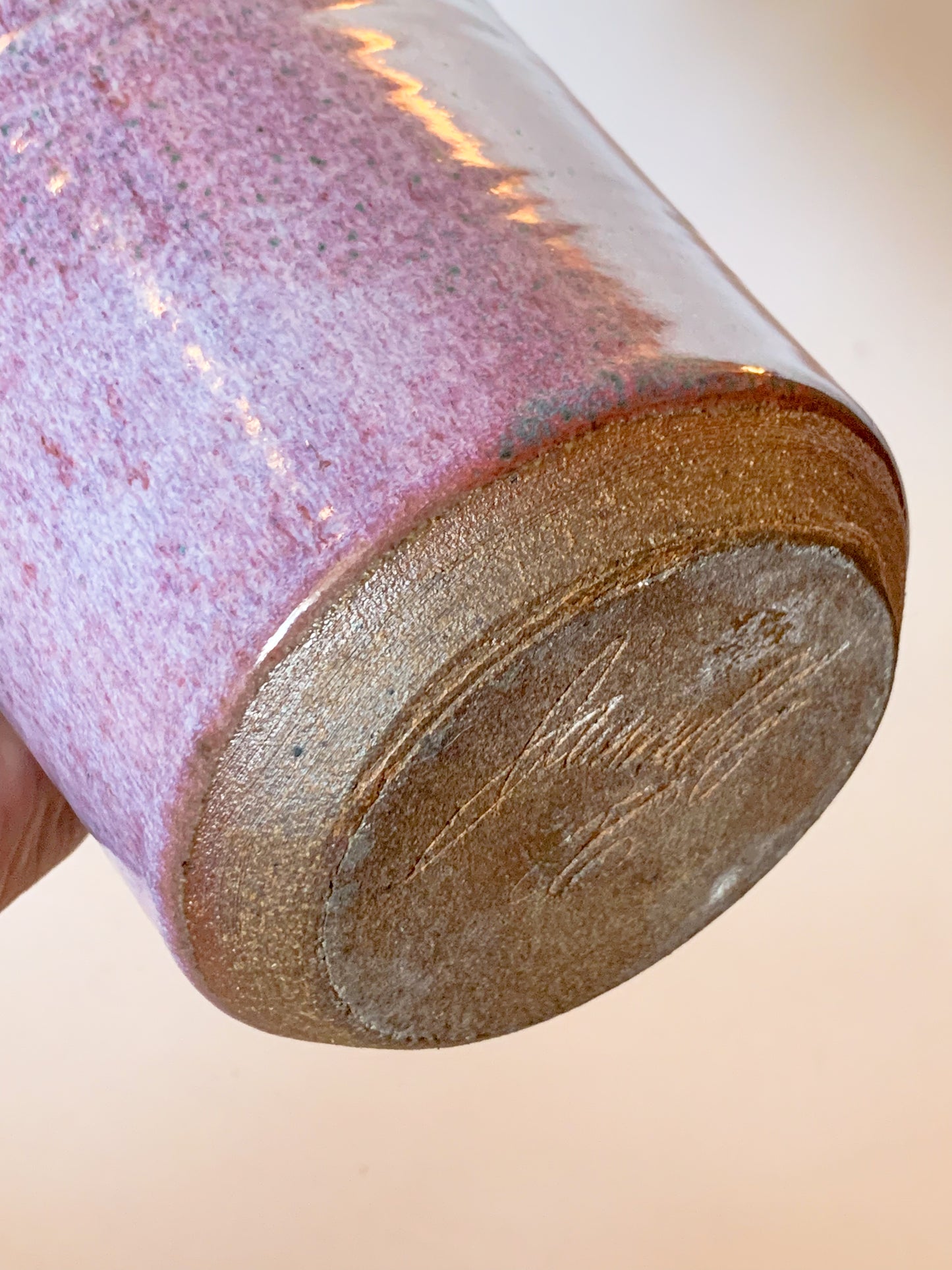 1950's Large Purple Drip Glaze Studio Pottery Art Vase, Signed