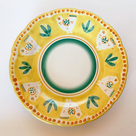 Italian Vietri Solimene Campagna Chop Platter, Yellow Border Orange Dots