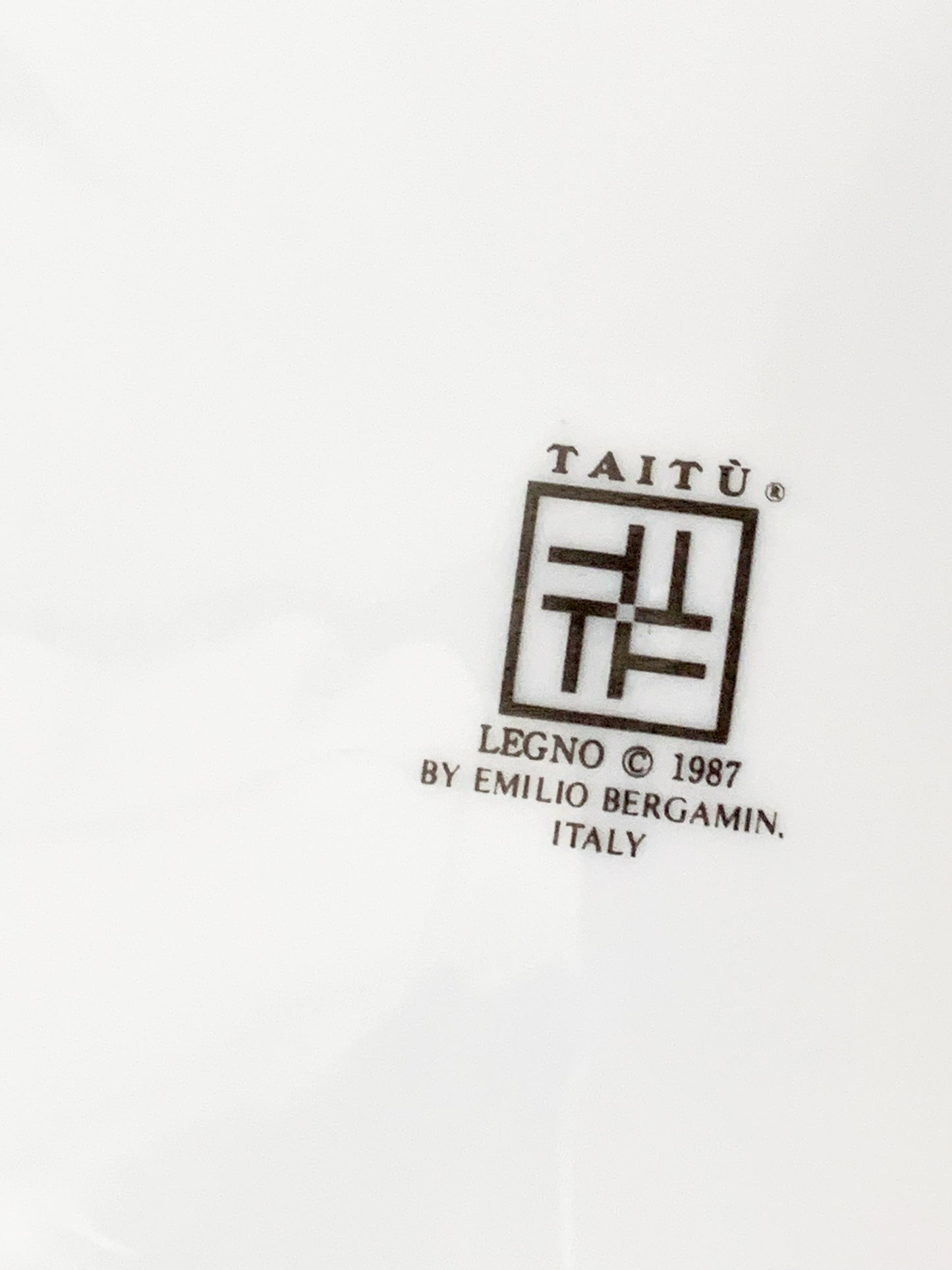 Vintage Emilio Bergamin Taitu Italy Legno Faux Bois Compass Dinner Plates- Set of 8