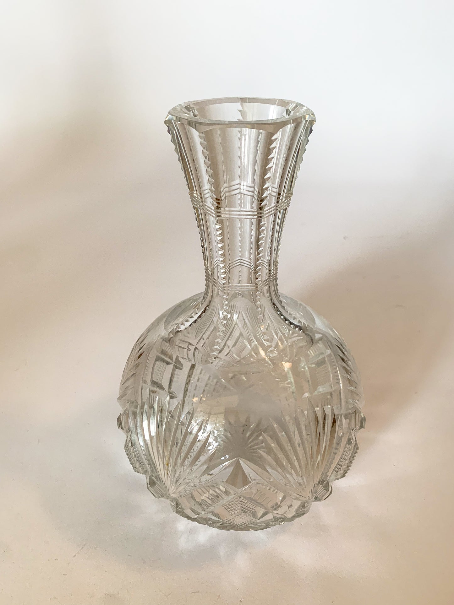 Sparkling American Brilliant Period Cut Crystal Decanter c.1890s Victorian Vase