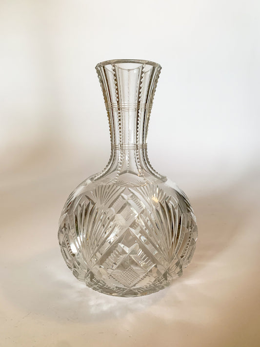 Sparkling American Brilliant Period Cut Crystal Decanter c.1890s Victorian Vase