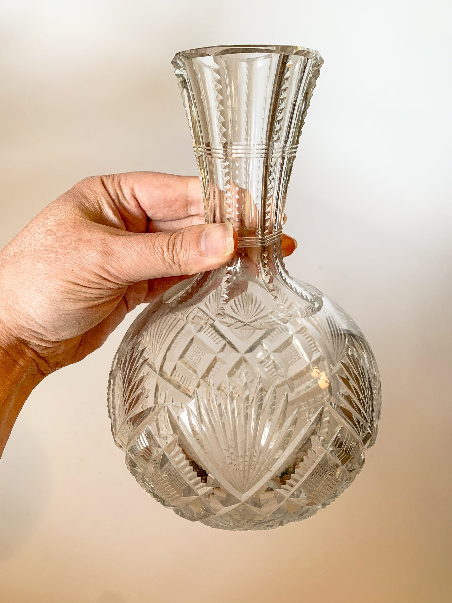 Sparkling American Brilliant Period Cut Crystal Decanter c.1890s Victorian Vase