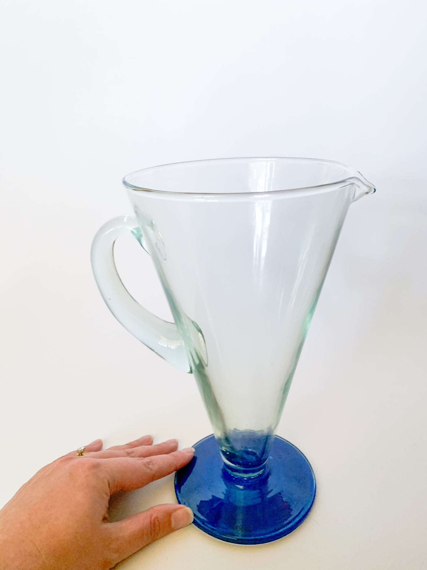 1950s Large Spanish Blown Glass Jug Pitcher