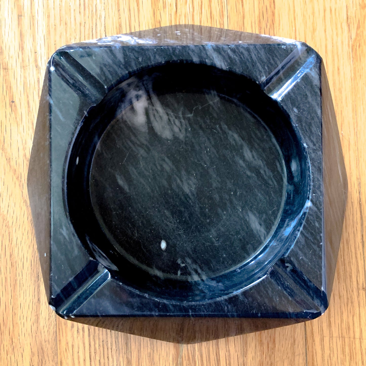 Vintage Black Marble Catchall Ashtray