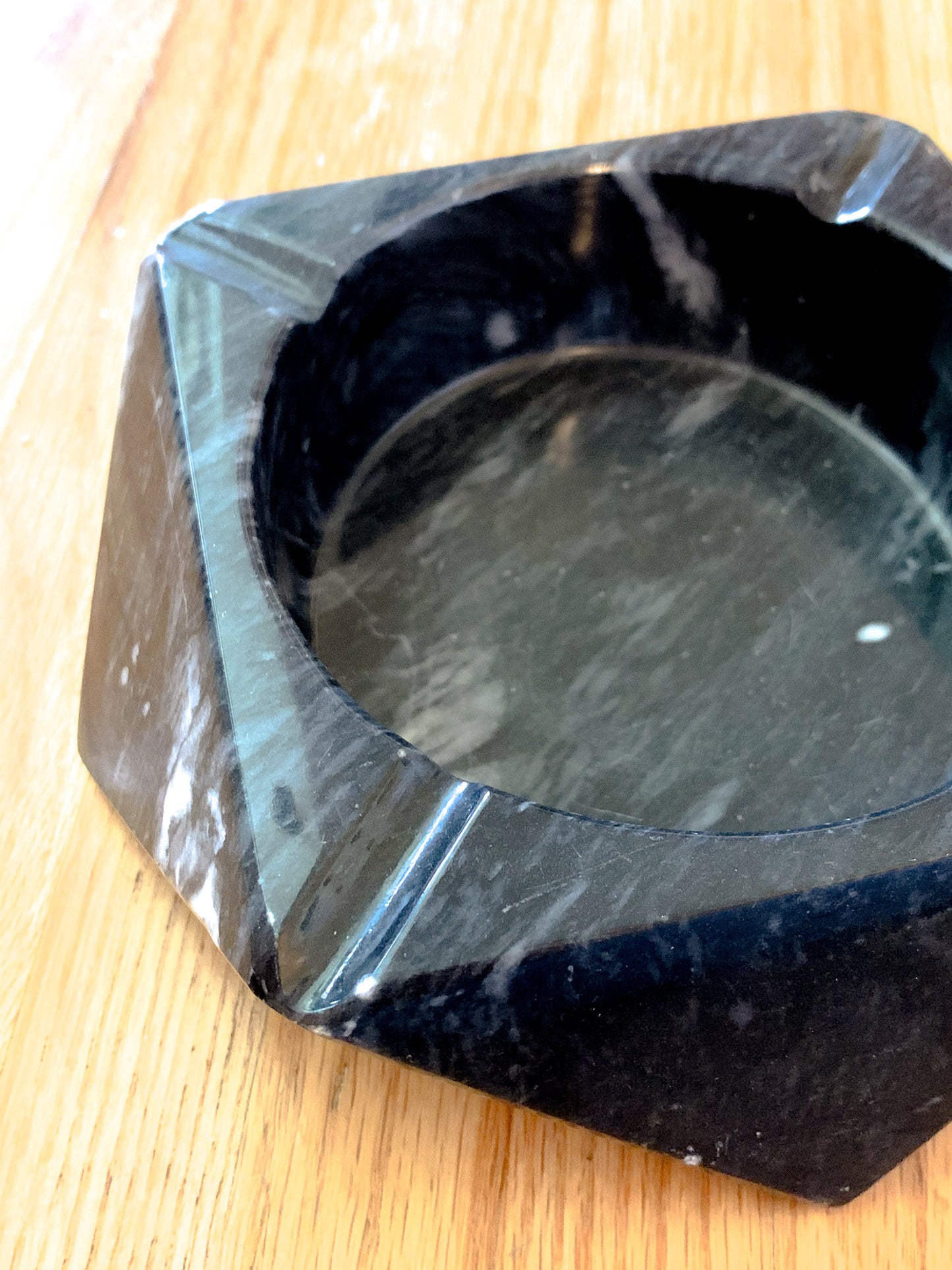 Vintage Black Marble Catchall Ashtray