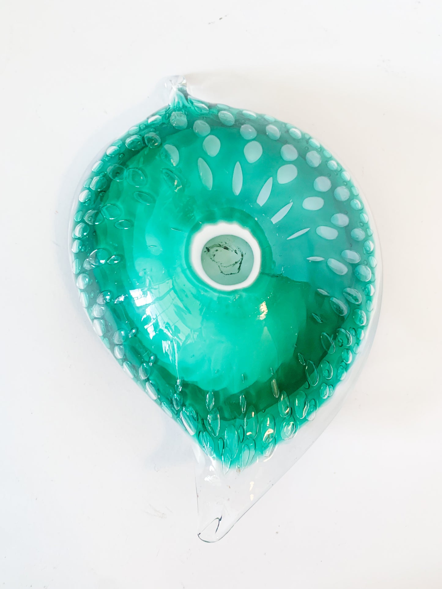 Vintage Murano Hand Blown Glass Leaf Catchall Dish